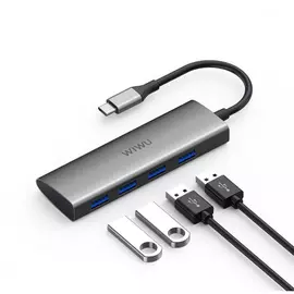 Адаптер Wiwu Alpha USB-C 4 в 1 на 4xUSB 3.0 (A440) (Dark Grey)
