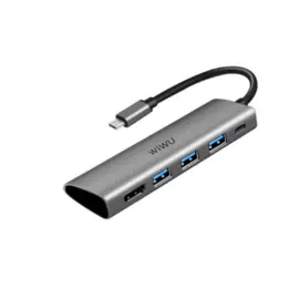 Адаптер Wiwu Alpha USB-C 5 в 1 на USB 3.0*2/HDMI/PD/3.5 (M X Pro) (Grey)