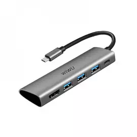 Адаптер Wiwu Alpha USB-C 5 в 1 на USB 3.0/Type-C/HDMI (A531H) (Space Gray)
