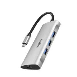Адаптер Wiwu Alpha USB-C 6 в 1 на USB 3.0/PD/SD/TF (A631STR) (Silver)