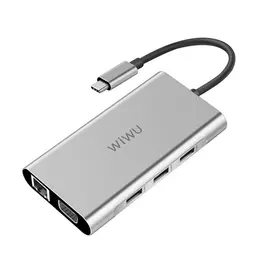 Адаптер Wiwu Apollo USB-C 10 в 1 для ноутбука с Type-C (A10VHR) (Silver)