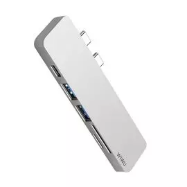 Адаптер Wiwu T8 Lite USB-C 5 в 1 на 2xUSB 3.0/Type-C/Micro SD/SD (Grey)