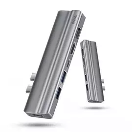 Адаптер Wiwu TSeries USB-C 8 в 1 на 2xUSB 3.0/USB 2.0/Type-C/SD/Micro SD/2xHDMI (T9) (Grey)