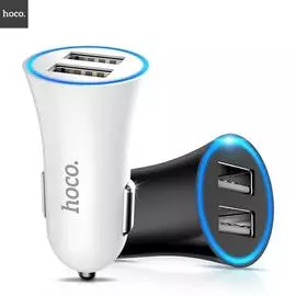 Автомобильное зарядное устройство Hoco Multifunction 8 pin/micro USB (2400mAh)+USB (Black)