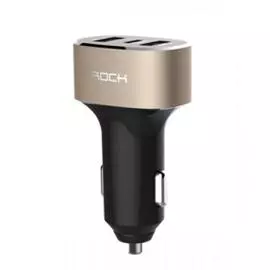 Автомобильный блок питания Rock Car Charger (Type-C) и (2xUSB) 5V/4.8A Gold (RCC0106)