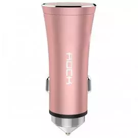 Автомобильный блок питания Rock H1 Car Charger with Hammer 2xUSB, 5V, 2,4A (общ.) (Rose Gold)