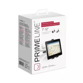 Автомобильный держатель универсальный PrimeLine 7"-12" на жесткой штанге на подголовник и лобовое стекло (черный)