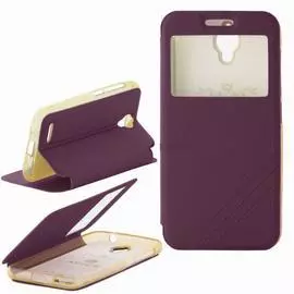Чехол-книжка Armor Case для Alcatel Idol 2 Mini L 6014X искусственная кожа с окном (фиолетовый)