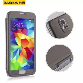 Чехол-книжка Baseus Coloured Glaze для Samsung Galaxy S5 натуральная кожа (хаки)