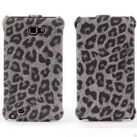 Чехол-книжка Nuoku для Samsung Galaxy Note i9220/N7000 натуральная кожа (Leopard серый)
