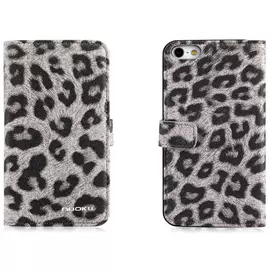 Чехол-книжка Nuoku Leopard Series для Apple iPhone SE/5S/5 искусственная кожа серый