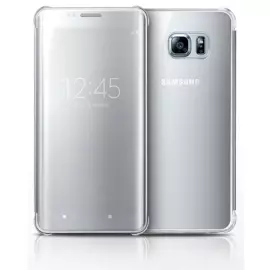 Чехол-книжка Samsung Clear View Cover для Galaxy S6 Edge Plus поликарбонат,полиуретан (серебристый)