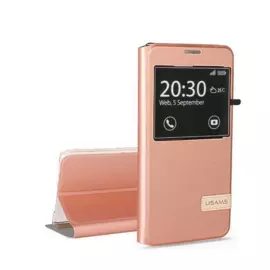 Чехол-книжка Usams S-View Case для Samsung Galaxy A5 (2016) искусственная кожа/силикон (Rose Gold)