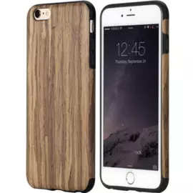 Чехол-накладка 0.8mm для Apple iPhone 6/6S пластик искусственная кожа (под дерево) темно-бордовый