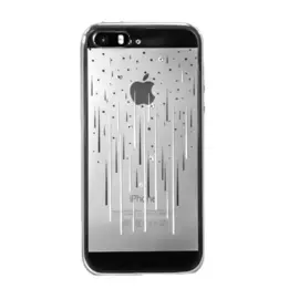 Чехол-накладка для Apple iPhone SE/5S/5 силиконовый с бампером/стразы (silver)