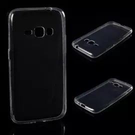 Чехол-накладка для Samsung Galaxy J1 (J100 / J110) силикон пластик (черный/прозрачный)
