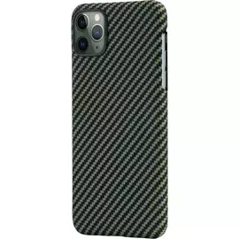 Чехол-накладка PITAKA MagCase для Apple iPhone 11 Pro Max карбоновый (кевлар) черно-зеленый в полоску