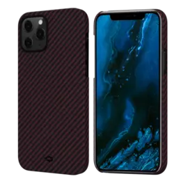 Чехол-накладка PITAKA MagEZ Case для Apple iPhone 12/12 Pro карбоновый (кевлар) черно-красный в полоску
