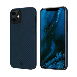 Чехол-накладка PITAKA MagEZ Case для Apple iPhone 12/12 Pro карбоновый (кевлар) черно-синий в полоску