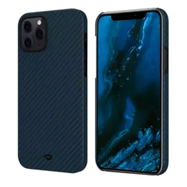 Чехол-накладка PITAKA MagEZ Case для Apple iPhone 12 Pro Max карбоновый (кевлар) черно-синий в полоску