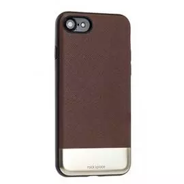 Чехол-накладка Rock Elite Series для Apple iPhone 7/8 натуральная кожа-пластик-металл (коричневый)