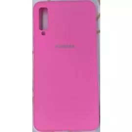 Чехол-накладка Silicone Cover для Galaxy A7 (2018) силиконовый (ярко-розовый)