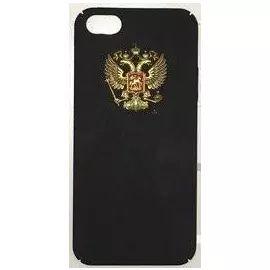 Чехол-накладка Vanitist Soft touch с гербом РФ "Антик-золото" для Apple iPhone SE/5S/5 (черный)