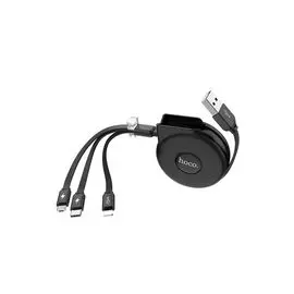 Кабель Hoco U50 (USB) 3 в 1 Lightning 8 pin/ Micro/ Type-C 100 см 2.1A силикон (черный)