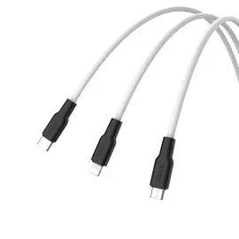 Кабель Hoco X21 (USB) 3 в 1 Lightning 8 pin/Micro/Type-C 120 см 2.0A силикон (черный/белый)