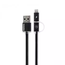 Кабель Remax Same Time 2 в 1 с (USB) на (Lightning) или (micro USB) 100см черный