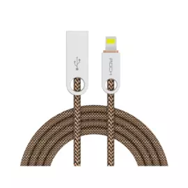 Кабель Rock Cobblestone Round Cable (RCB0440) с (USB) на (Type-C) 100см Light Coffe