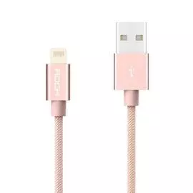 Кабель Rock Metal Charge &amp; Sync Round Cable (USB) на (Lightning) 20см (Rose Gold)