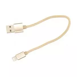 Кабель Rock Metal Charge &amp; Sync Round Cable (USB) на (Lightning) 20см (Gold)