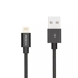 Кабель Rock Metal Charge &amp; Sync Round Cable (USB) на (Lightning) 20см (Space Grey)