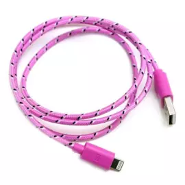 Кабель в веревочной обмотке Lightning to USB для Apple ios7 (фиолетовый)