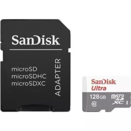 Карта памяти SanDisk Ultra microSDHC Class 10 UHS-I 80MB/s 128GB+SD adapter (SDSQUNS-128G-GN6TA)