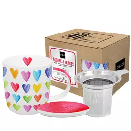 Paperproducts Design (Кружка с крышкой и ситечком Aquarell Hearts) 350 мл,фарфор