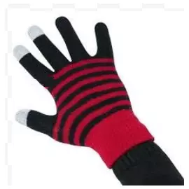 Перчатки для смартфона iCasemore трикотажные черные (красная полоска)