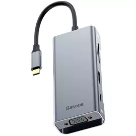 Переходник Baseus Square Desk Type-C Multi-functional HUB USB 3.0/ VGA (CATXF-A0G) (Deep Gray)