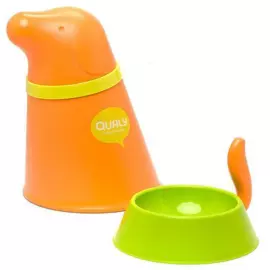 Qualy Контейнер+миска для собаки Pupp оранжевая