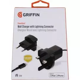 Сетевое зарядное устройство Griffin PowerBlock 5W 1A Lightning 90 см (черный) GA36560