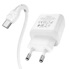 Сетевое зарядное устройство Super Fast Charger Hoco (N5) Favor PD20W+QC 3.0 USB/USB/Type-C с кабелем Type-C/Type-C (белый)