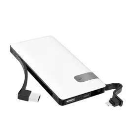 Универсальный внешний аккумулятор HOCO J36 10000 mAh USBx2 2.1A/ кабель Lightning 8 pin/ пластик (белый)