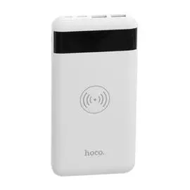 Универсальный внешний аккумулятор и беспроводное зарядное устройство Hoco (J11) 10000mAh (2USB.5V-2.1A/5V-1A) (белый)