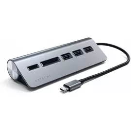 USB-HUB Satechi Type-C Aluminum USB 3.0 Hub &amp; Micro/SD Card Reader (ST-TCHCRM) (Space Gray)