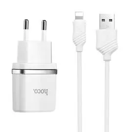 Зарядное устройство Hoco C12 Charger Lightning (2xUSB) + кабель (Lightning) 100см, 5W/2.4A черный