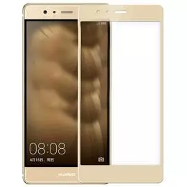 Защитное стекло Glass PRO (Full) Screen для Huawei P9 цветное (золотая рамка)
