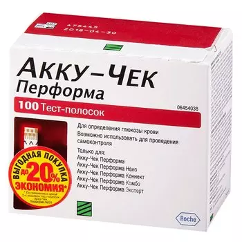 Акку-Чек Перформа Тест-полоски для глюкометра 100 шт