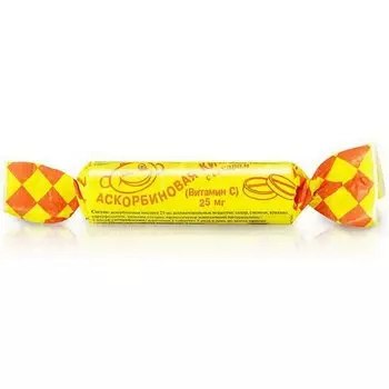 Аскорбиновая кислота с сахаром таблетки жевательные 10 шт