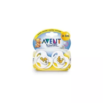Авент Пустышка латексная "Мишки" 0-3 мес (8173) уп N2